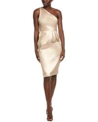 Aidan Mattox - Aiden Mattox Pleated One-Shoulder Midi Dress - Lyst