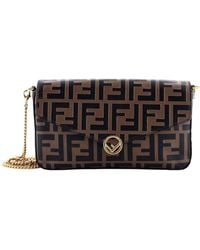 Fendi - Zucca Embossed Leather F Is Envelope Clutch On Chain (Authentic Pre-Loved) - Lyst