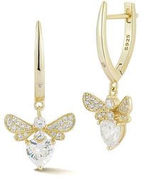Glaze Jewelry - 14K Plated Cz Bee Charm Earrings - Lyst
