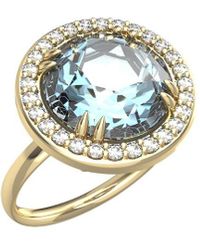 Reiss - 14k 4.45 Ct. Tw. Diamond & Blue Topaz Cocktail Ring - Lyst