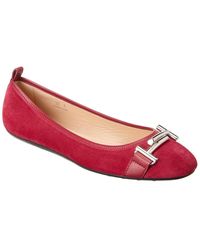 Tod's Tod?s Double T Suede Ballerina Flat - Red