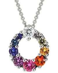 Diamond Select Cuts - 14K Diamond .10 Ct. & .55 Ct. Multi-Colored Sapphires Necklace - Lyst