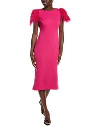 Badgley Mischka - Feather Shoulder Cocktail Dress - Lyst