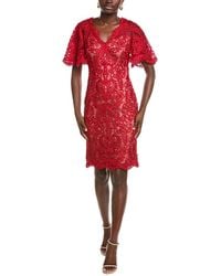 Tadashi Shoji - Arnett Embroidered Flutter Sleeve Dress - Lyst
