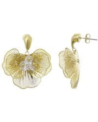 Adornia - 14K Plated Crystal Flower Stud Earrings - Lyst