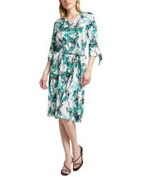 Ming Wang - Printed Charmeuse Tie-Sleeve A-Line Dress - Lyst