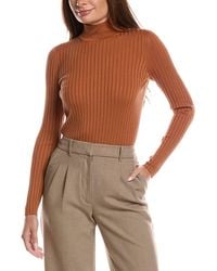 Lafayette 148 New York - Ribbed Split Mock Neck Silk-Blend Sweater - Lyst