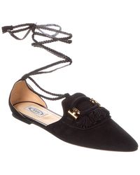 Tod's - Fringed Suede Flat - Lyst