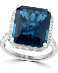 Effy Fine Jewelry - 14K 11.07 Ct. Tw. Diamond & London Topaz Ring - Lyst