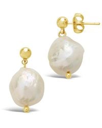Sterling Forever - 14k Plated 13mm Pearl Resin Large Drop Studs - Lyst