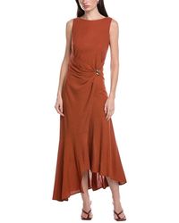Maison Tara - Linen-Blend Sleeveless Midi Dress - Lyst