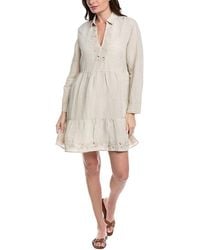 Tommy Bahama St. Lucia Split Neck Linen-Blend Mini Dress in Black | Lyst