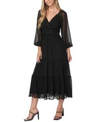 Bebe - Lace Up Back Chiffon Midi Dress - Lyst