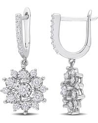 Rina Limor - 14k 0.83 Ct. Tw. Diamond Floral Drop Clip-on Earrings - Lyst