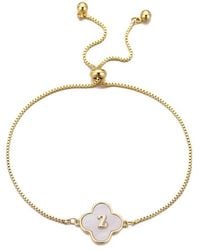 Adornia - 14K Plated Mother-Of-Pearl Initial Clover Bolo Bracelet - Lyst