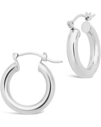 Sterling Forever - Rhodium Plated Chunky Tube Hoops - Lyst
