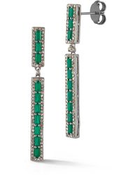 Banji Jewelry - Silver 3.84 Ct. Tw. Diamond & Green Onyx Drop Earrings - Lyst