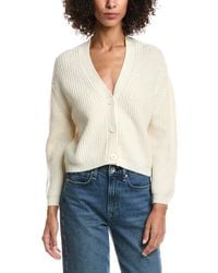 Forte - Wool & Cashmere-Blend Short Rib V-Neck Button Cardigan - Lyst