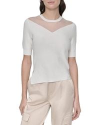 DKNY - Sheer Neck Top - Lyst