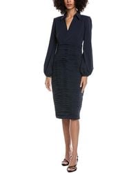 Badgley Mischka - Ruched Midi Dress - Lyst