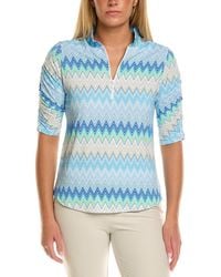 IBKUL - Ruched Elbow-Sleeve Polo Top - Lyst