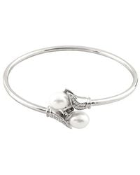 Splendid - Rhodium Plated 11-12Mm Pearl & Cz Bracelet - Lyst