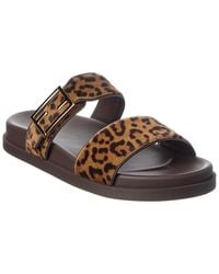 Fendi - Feel Haircalf & Leather Sandal - Lyst