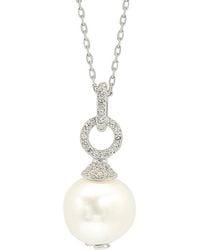 Suzy Levian - Silver 0.37 Ct. Tw. Sapphire & 10mm Pearl Necklace - Lyst