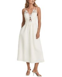 Reiss Serena Lace Linen-blend Occasion Midi Dress - White