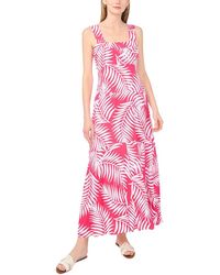 Vince Camuto - Tropical-print Smocked Back Tiered Sleeveless Maxi Dress - Lyst