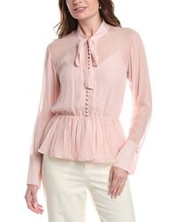 Rebecca Taylor - Covered Button Tie-Front Blouse - Lyst