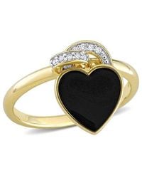 Rina Limor - Gold Over Silver 0.06 Ct. Tw. Diamond Enamel Heart Ring - Lyst