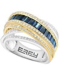 Effy Fine Jewelry - 14K Two-Tone 2.49 Ct. Tw. Diamond & Sapphire Ring - Lyst