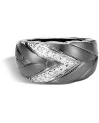 John Hardy - Modern Chain Silver 0.20 Ct. Tw. Diamond Medium Ring - Lyst