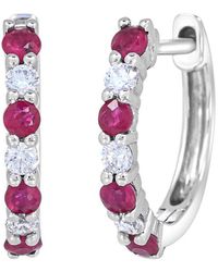 Gemstones - 14K 0.40 Ct. Tw. Ruby Hoop Earrings - Lyst