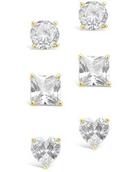 Sterling Forever - 14k Over Silver Cz Set Of 3 Statement Studs - Lyst