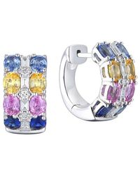 Gregg Ruth - 14K 4.05 Ct. Tw. Diamond & Multi Sapphire Huggie Earring - Lyst
