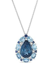 Le Vian - Le Vian 14K 4.60 Ct. Tw. Diamond & London Topaz Drop Pendant Necklace - Lyst