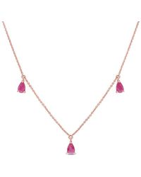 Rina Limor 14k Rose Gold 2.50 Ct. Tw. Ruby Station Drop Necklace - Metallic