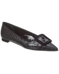 Manolo Blahnik - Maysale 10 Croc-Embossed Leather & Suede Pump - Lyst