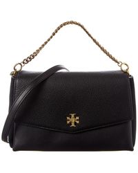 Tory Burch Kira Leather & Suede Shoulder Bag - Black