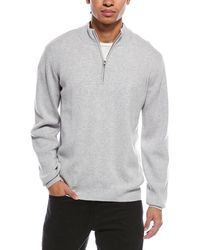 Brodie Cashmere - Ribbed Wool & Cashmere-Blend 1/4-Zip Mock Neck Sweater - Lyst