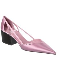 Prada - Cutout Satin Pointy-Toe Pump - Lyst