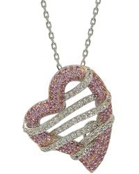 Suzy Levian - Silver Diamond & Sapphire Pendant Necklace - Lyst