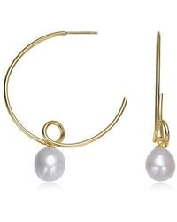 Genevive Jewelry - 14k Over Silver 10.8-10.8mm Pearl Earrings - Lyst