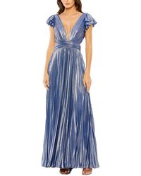 Mac Duggal - Ruffle Sleeve Cutout Pleated Metallic Gown - Lyst