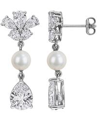 Rina Limor - 8.92 Ct. Tw. Lab-Grown Created Sapphire & 6-6.5Mm Pearl Drop Earrings - Lyst