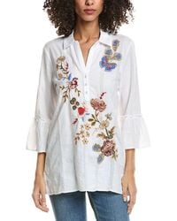 Johnny Was - Ruffle Sleeve Henley Tunic Top - Lyst