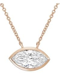 Diana M. Jewels - Diana M. 14K Rose 12.00 Ct. Tw. Lab-Grown Diamond Solitaire Bezel Pendant - Lyst