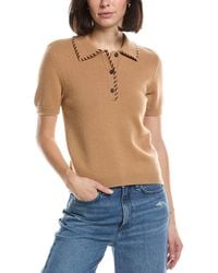 FRAME - Frame The Leather Stitch Wool & Cashmere-Blend Polo Sweater - Lyst